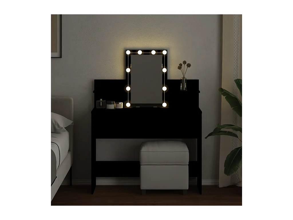 Tocador con LED negro 100x40x130 cm