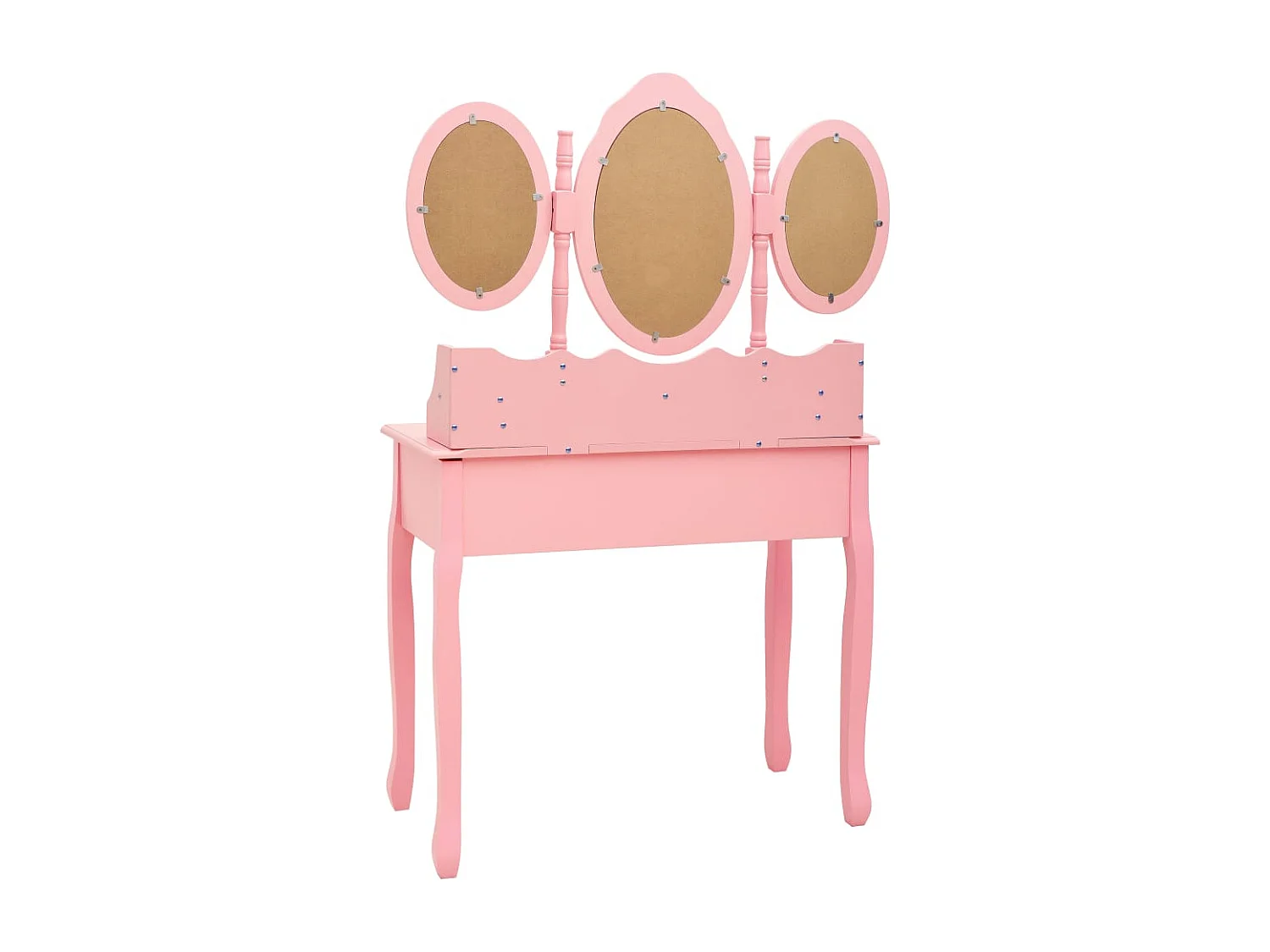 Coiffeuse avec tabouret et miroir pliable en 3 Rose