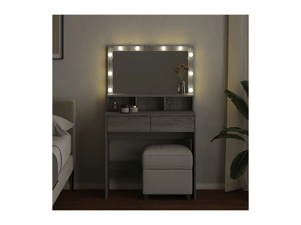 Kaptafel met LED Sonoma grijs 80x41x134,5 cm