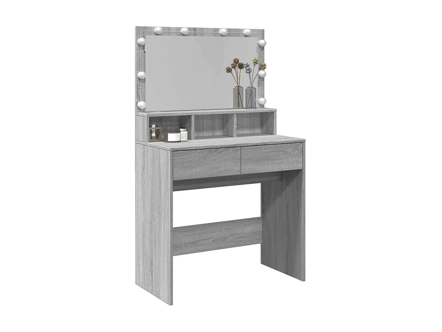 Tocador con LED Sonoma gris 80x41x134,5 cm