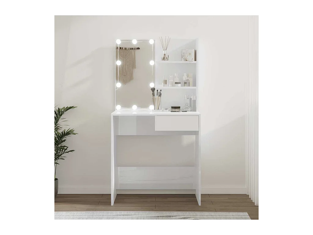 Toletta con LED Bianco lucido 74,5x40x141 cm