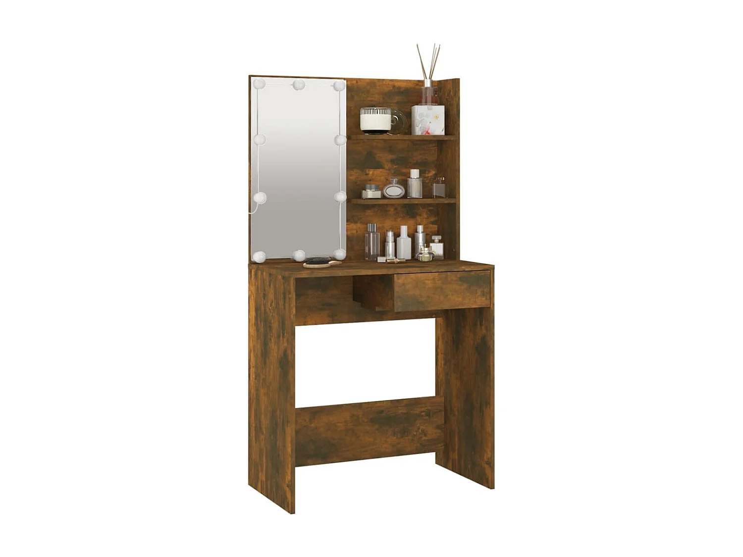 Schminktisch mit LED Braune Eiche 74,5x40x141 cm