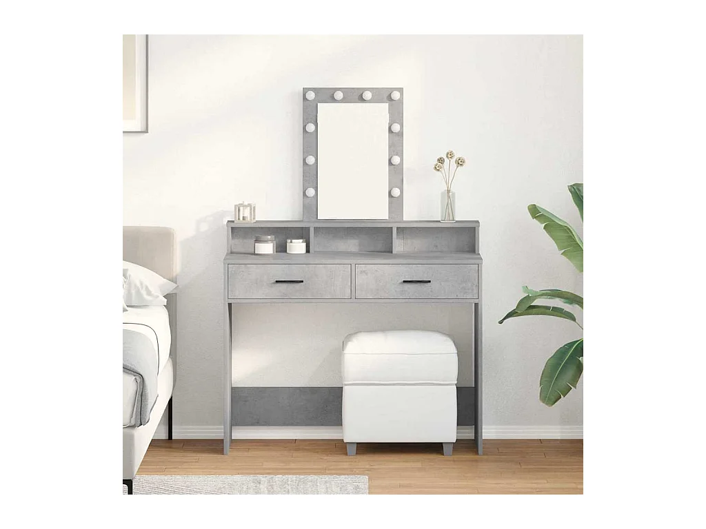 Grijze kaptafel 100 x 41 x 140 cm bewerkt hout