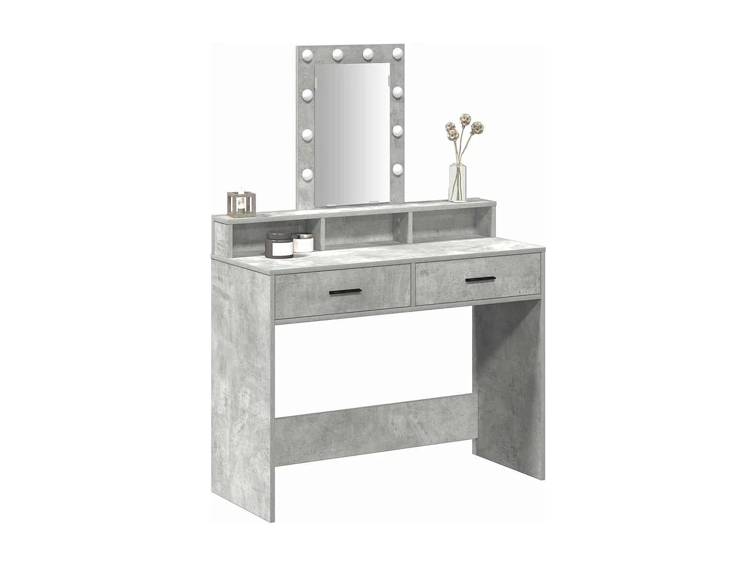 Grijze kaptafel 100 x 41 x 140 cm bewerkt hout