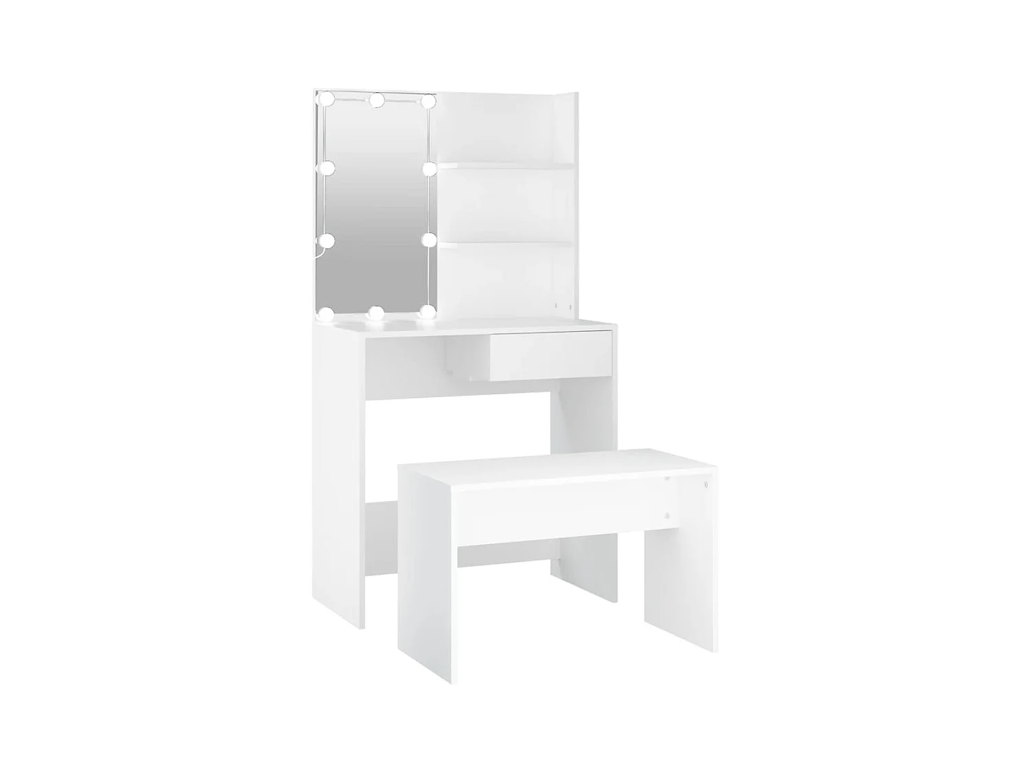 Set da toeletta a LED in legno ingegnerizzato bianco