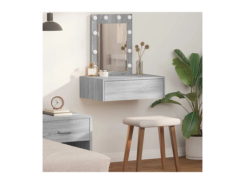 Grijze kaptafel 60 x 40 x 70 cm bewerkt hout