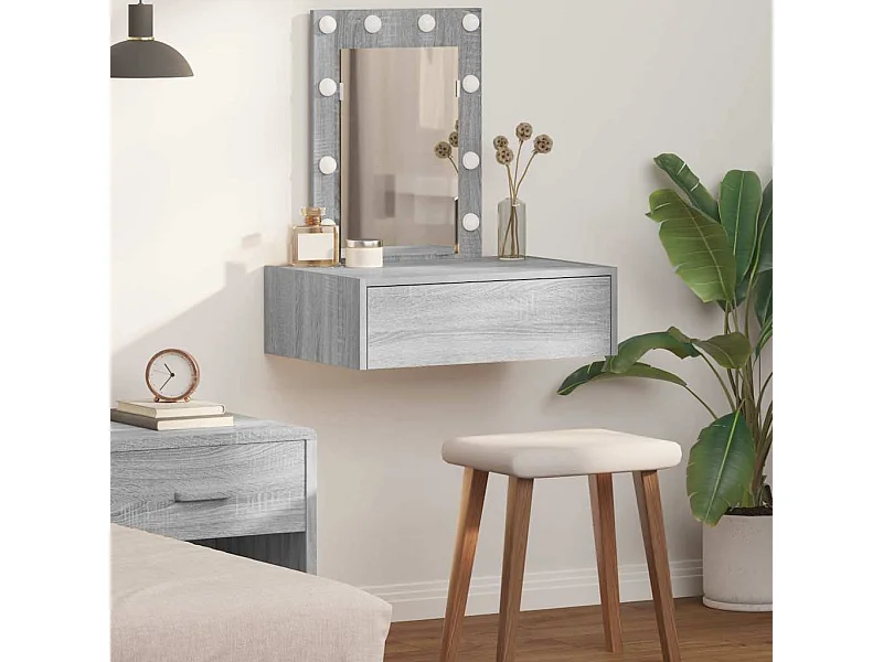 Table de Toilette Gris 60 x 40 x 70 cm Bois d'ingénierie