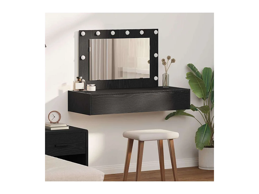 Table de Toilette Noir 100 x 40 x 70 cm Bois d'ingénierie