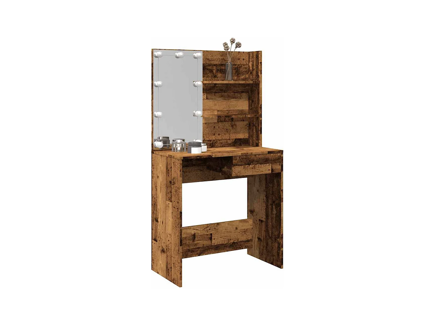 Coiffeuse avec LED vieux bois 74,5x40x141 cm