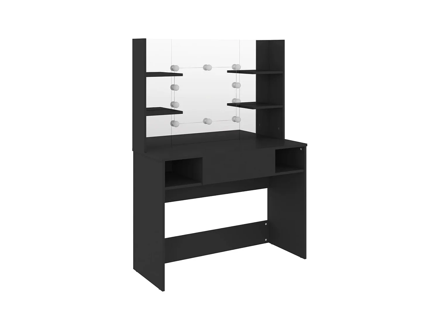 Mesa de maquillaje con iluminación LED 100x40x135 cm MDF Negro