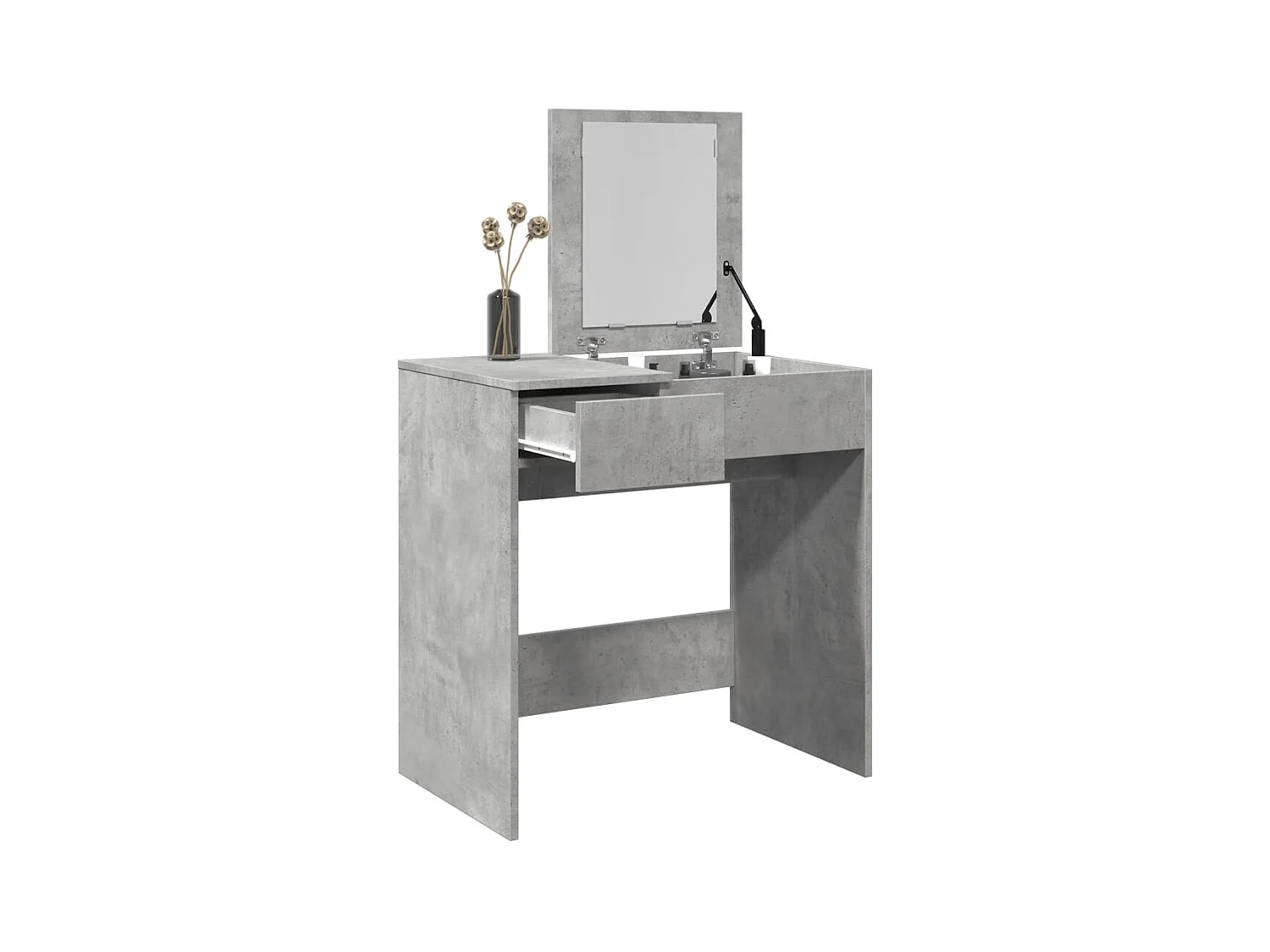 Toletta con specchio grigio cemento 73x46,5x120 cm