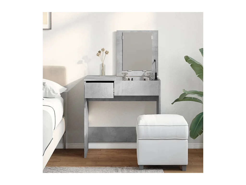 Toletta con specchio grigio cemento 73x46,5x120 cm