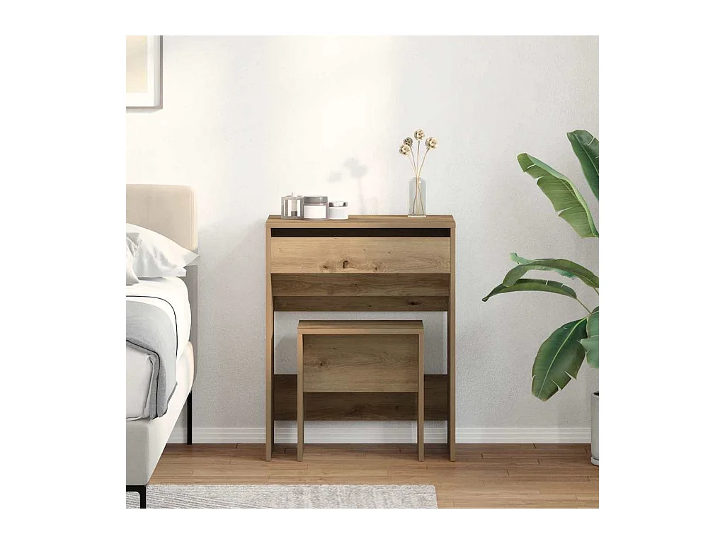 Coiffeuse chêne artisanal 60 x 40 x 75 cm Bois d'ingénierie