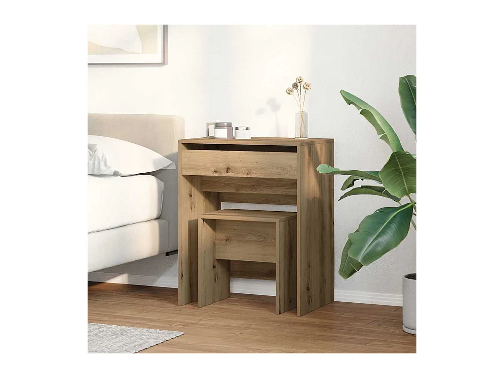 Coiffeuse chêne artisanal 60 x 40 x 75 cm Bois d'ingénierie