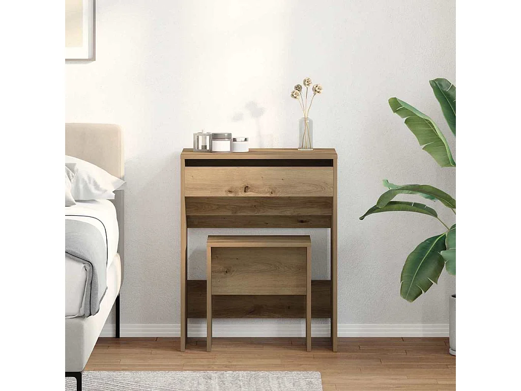 Coiffeuse chêne artisanal 60 x 40 x 75 cm Bois d'ingénierie