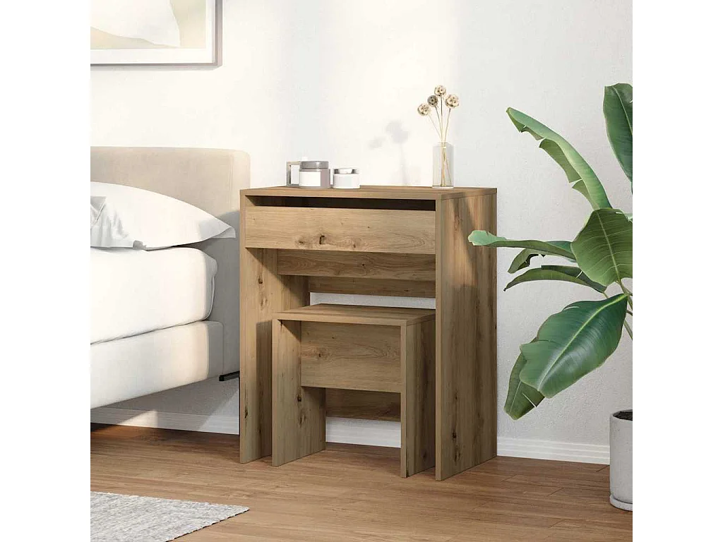 Coiffeuse chêne artisanal 60 x 40 x 75 cm Bois d'ingénierie