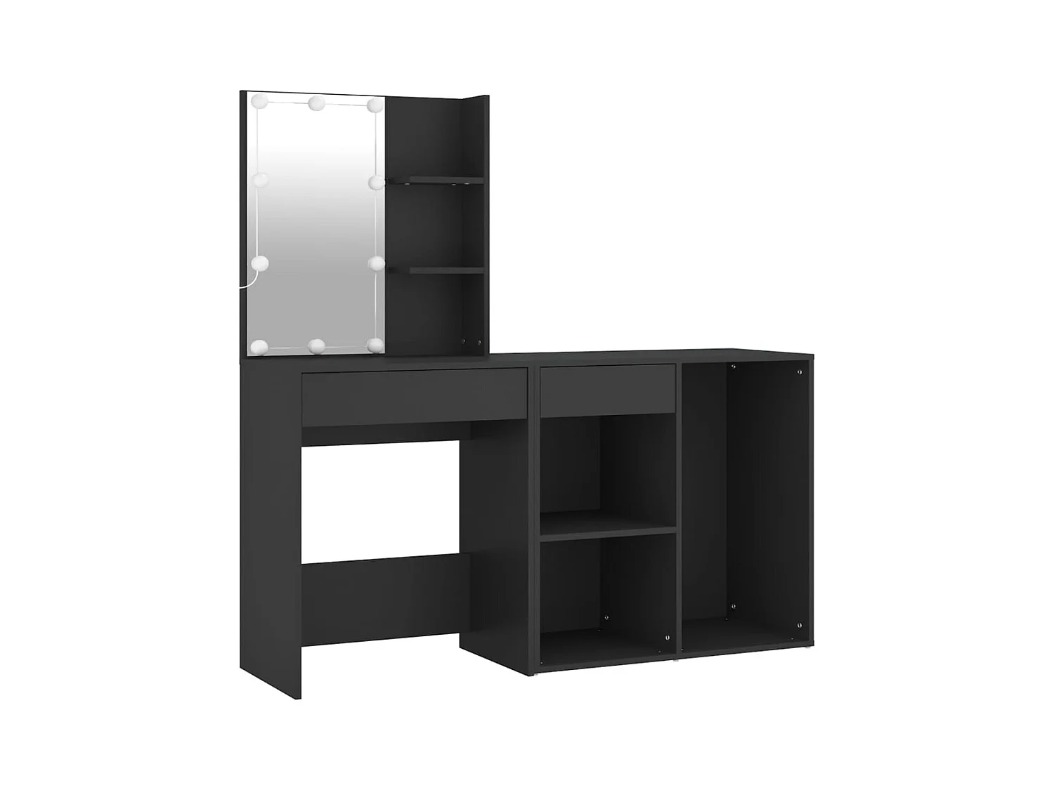 Tocador LED con mueble de madera de ingeniería negra