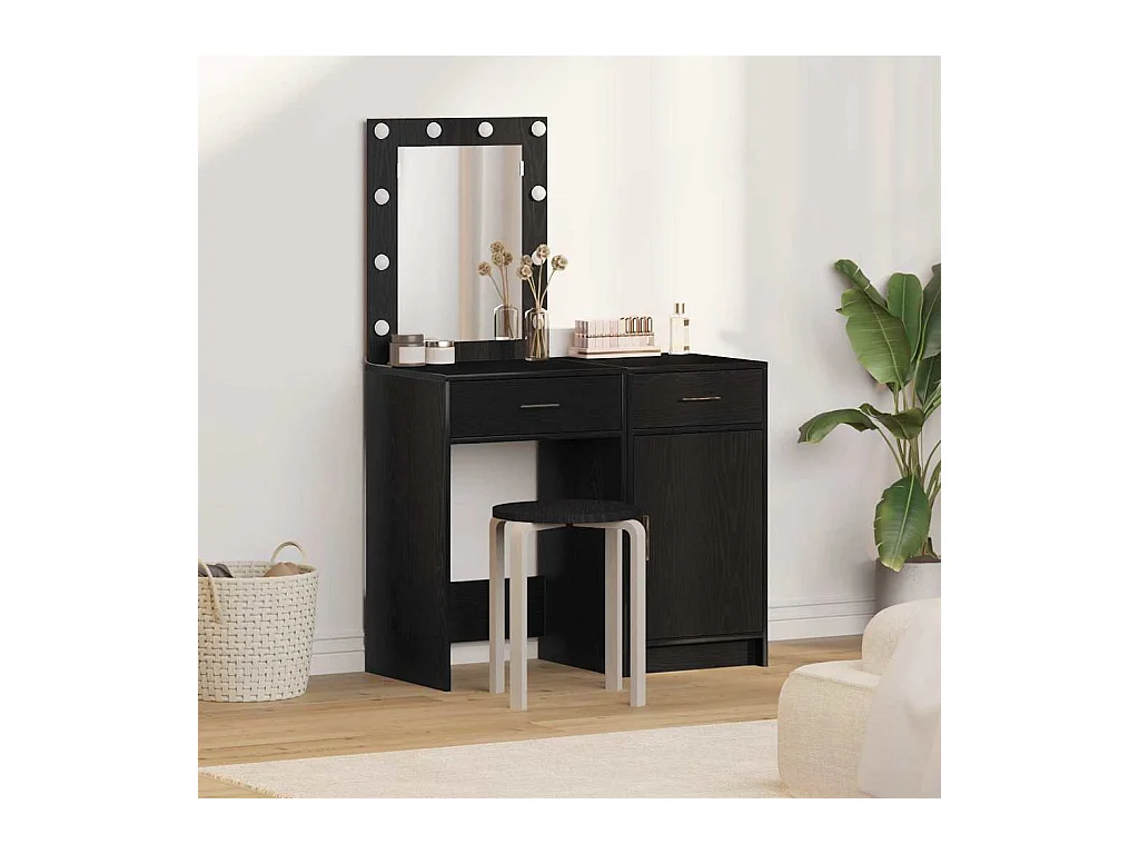 Table de Toilette 2 pcs Noir 50 x 41 x 135 cm Bois d'ingénierie