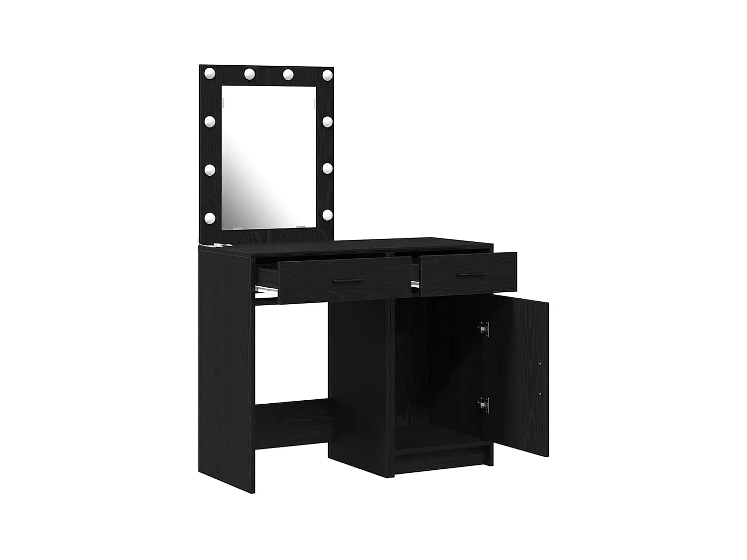 Table de Toilette 2 pcs Noir 50 x 41 x 135 cm Bois d'ingénierie