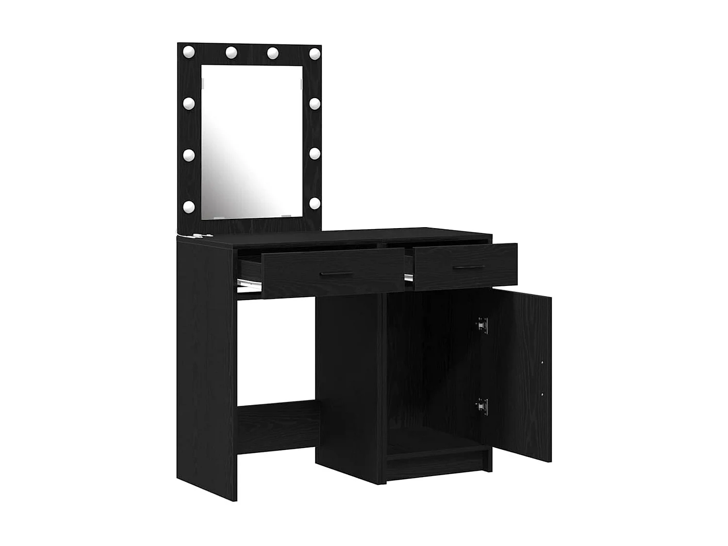 Table de Toilette 2 pcs Noir 50 x 41 x 135 cm Bois d'ingénierie