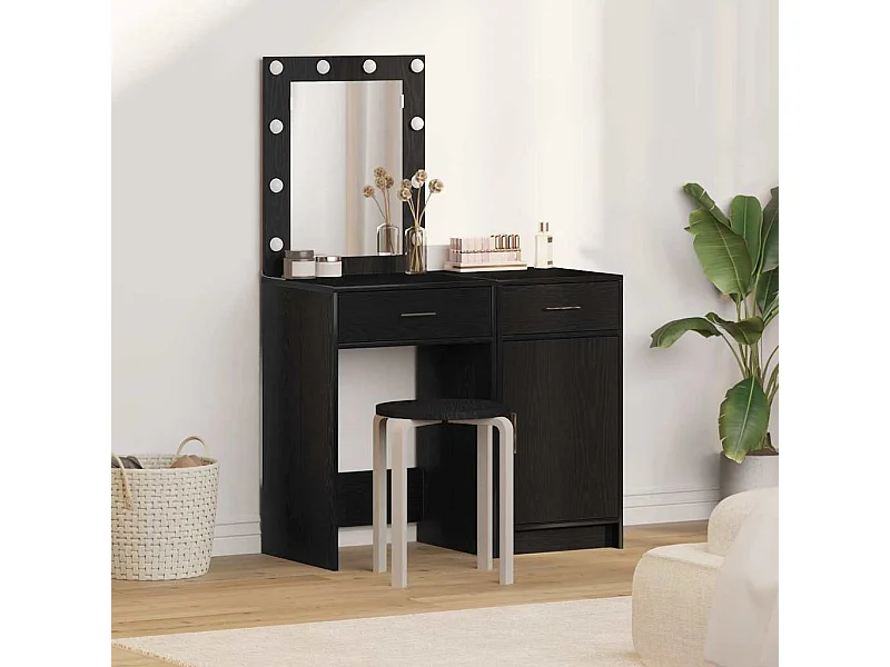 Table de Toilette 2 pcs Noir 50 x 41 x 135 cm Bois d'ingénierie