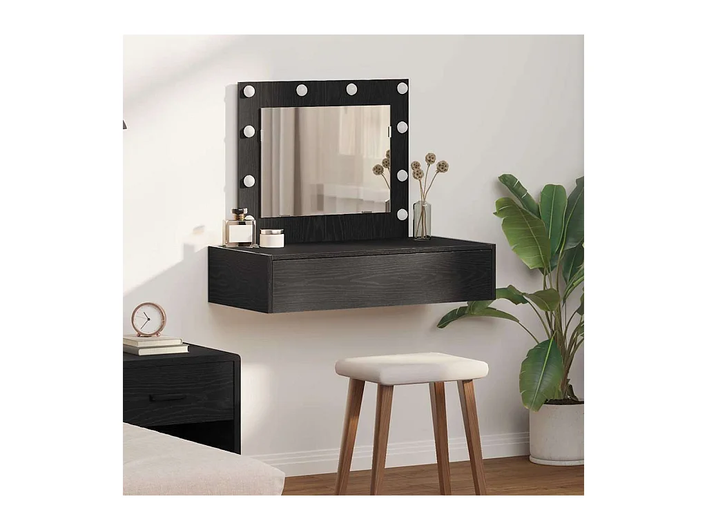 Table de Toilette Noir 83 x 40 x 70 cm Bois d'ingénierie