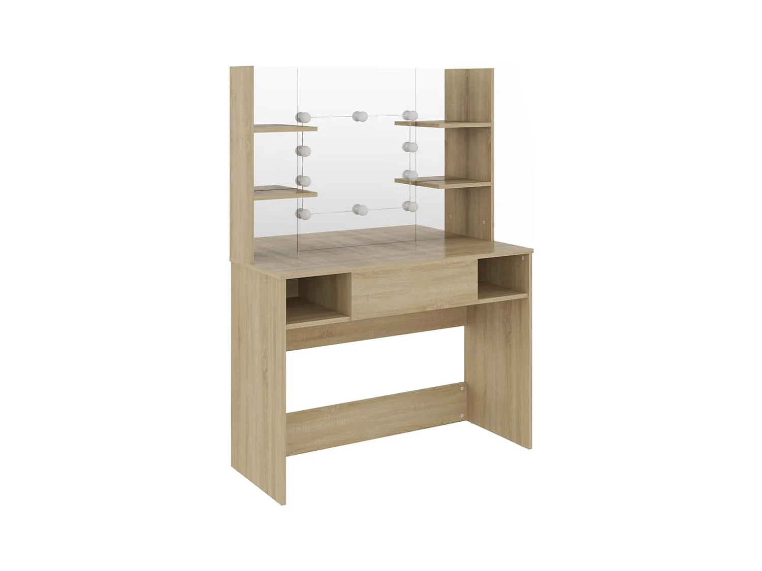 Kaptafel met LED-verlichting 100x40x135 cm MDF Eiken