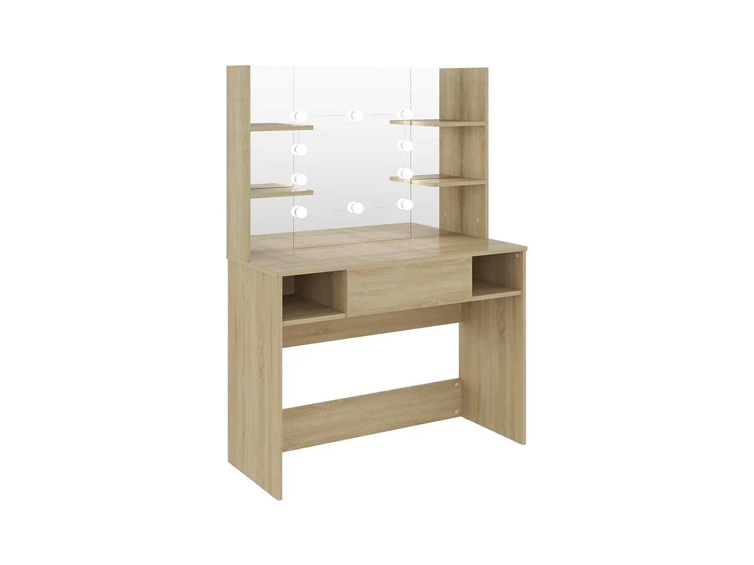 Kaptafel met LED-verlichting 100x40x135 cm MDF Eiken