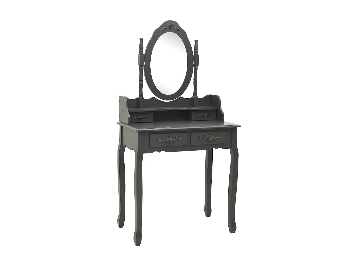 Conjunto de tocador con taburete Gris 75x69x140 cm Paulownia