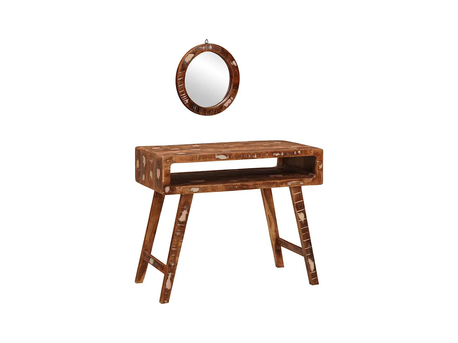 Brauner Frisiertisch 90 x 76 x 45 cm Massivholz Altholz