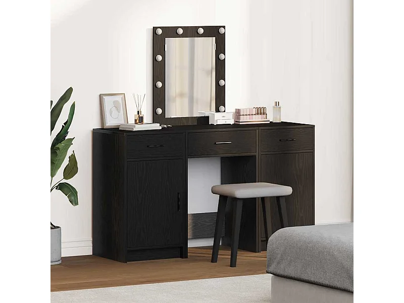 Table de Toilette 3 pcs Noir 50 x 41 x 135 cm Bois d'ingénierie