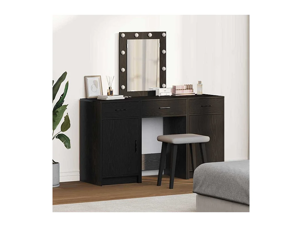 Table de Toilette 3 pcs Noir 50 x 41 x 135 cm Bois d'ingénierie