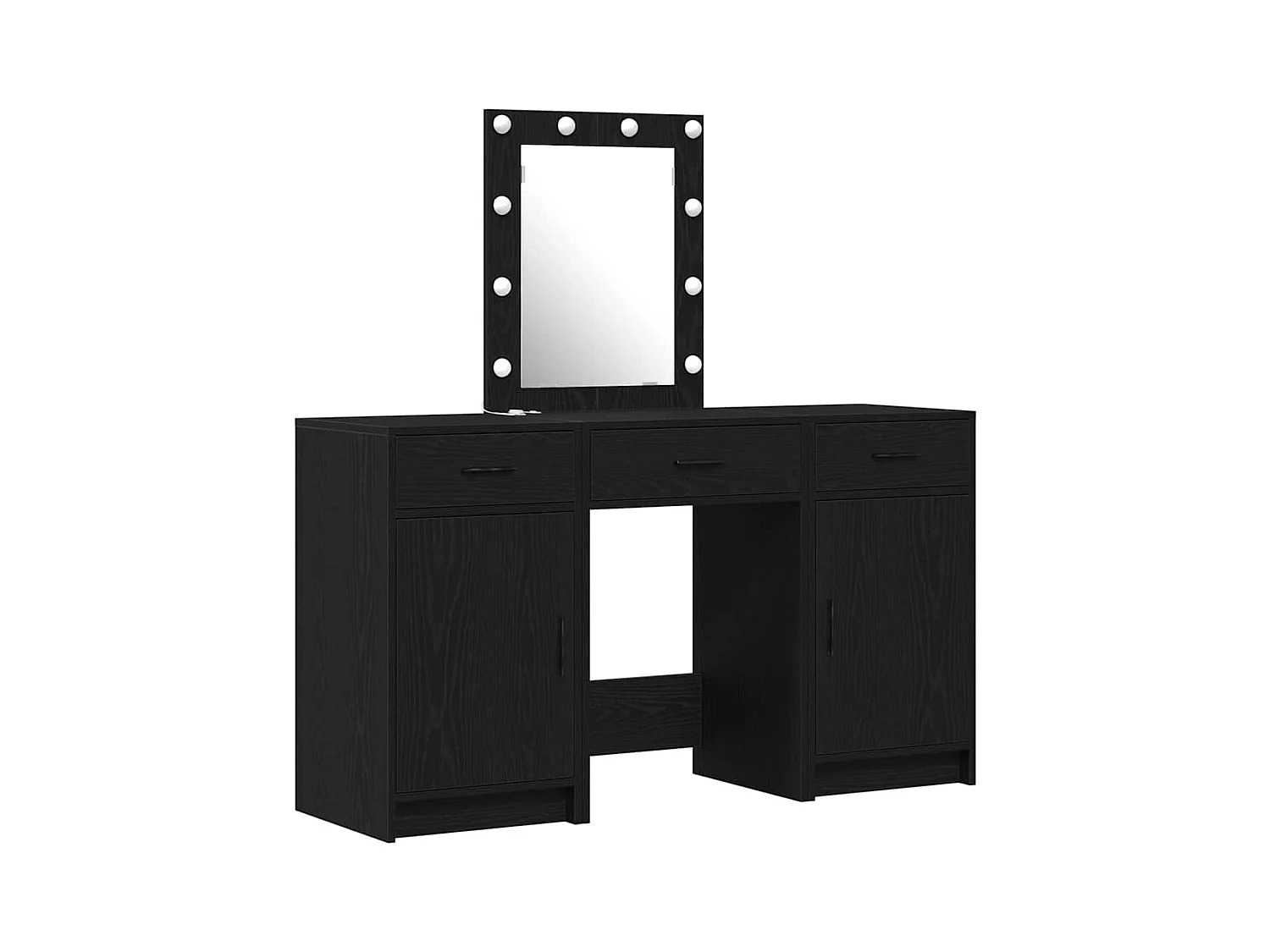 Table de Toilette 3 pcs Noir 50 x 41 x 135 cm Bois d'ingénierie