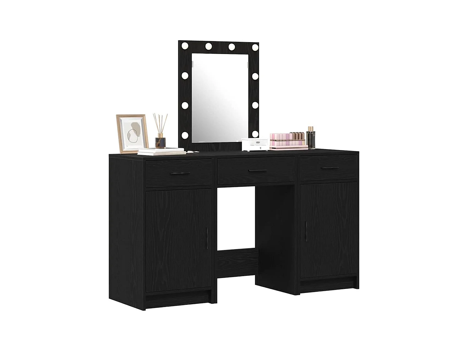 Table de Toilette 3 pcs Noir 50 x 41 x 135 cm Bois d'ingénierie