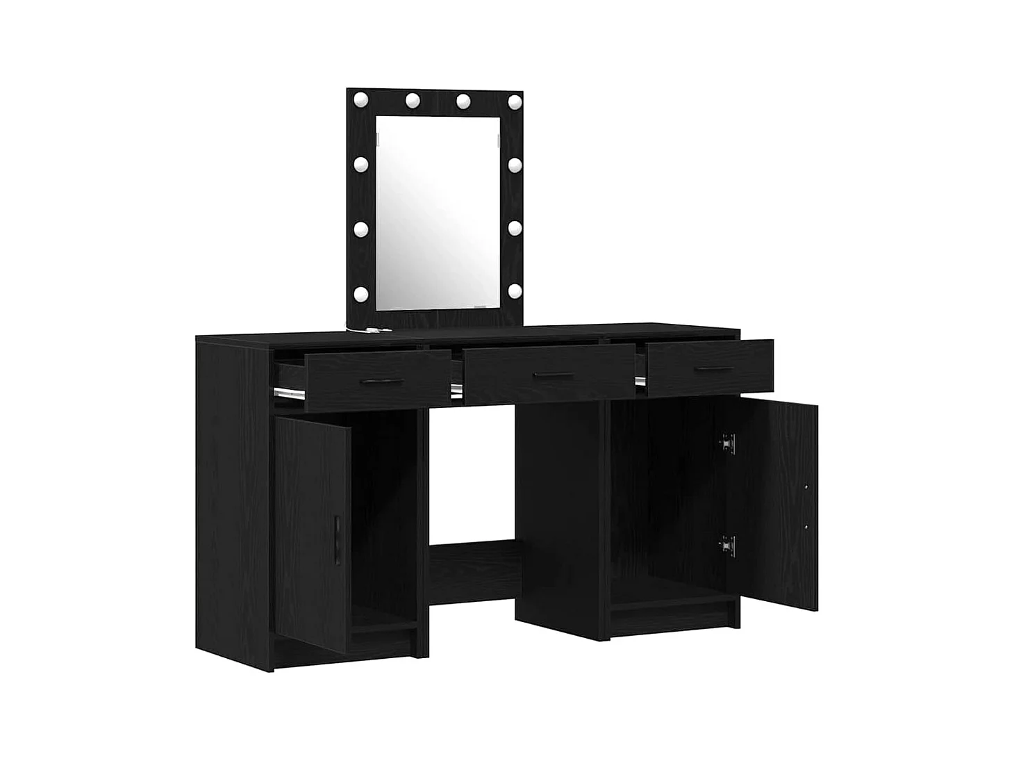 Table de Toilette 3 pcs Noir 50 x 41 x 135 cm Bois d'ingénierie