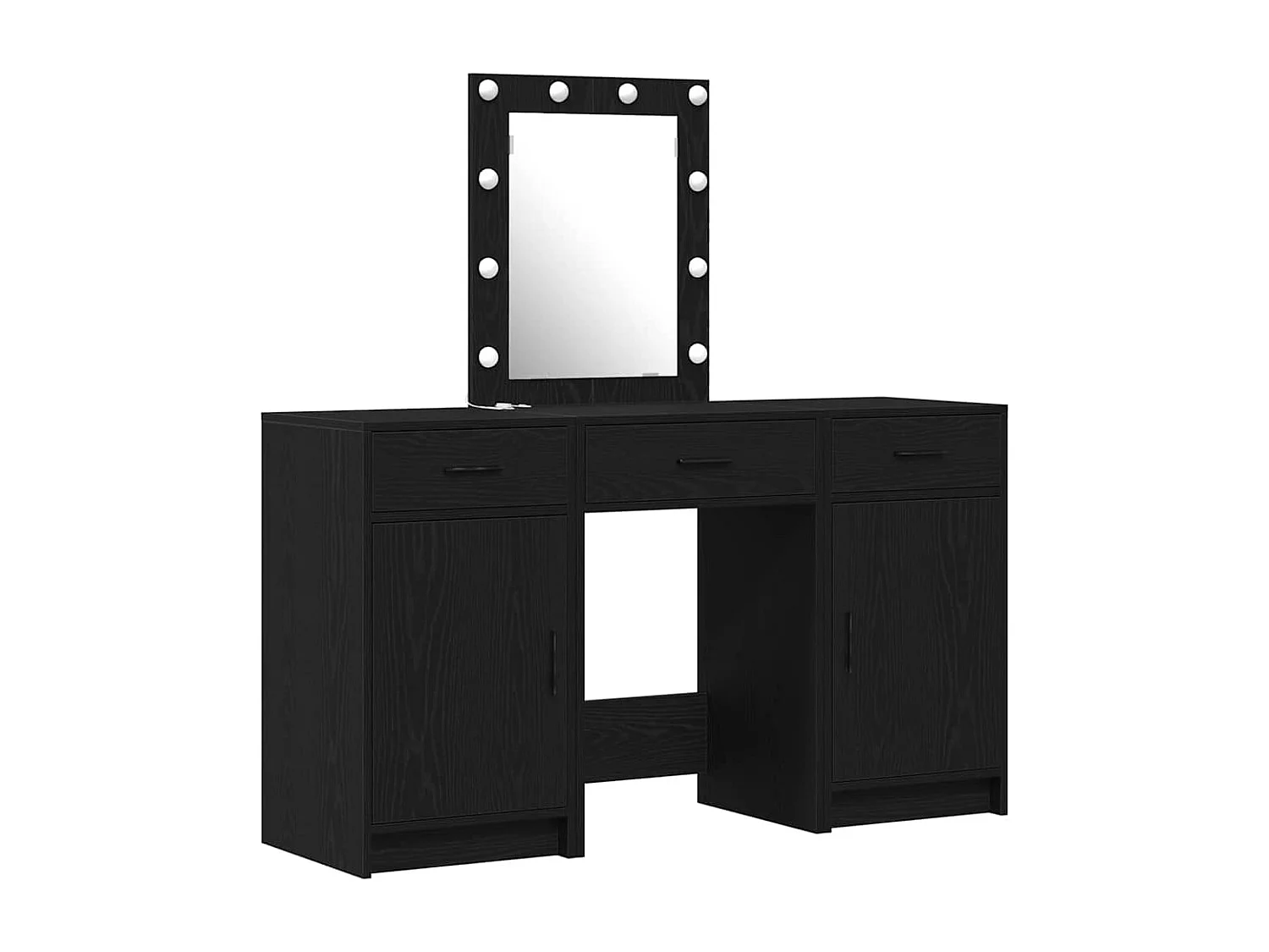 Table de Toilette 3 pcs Noir 50 x 41 x 135 cm Bois d'ingénierie