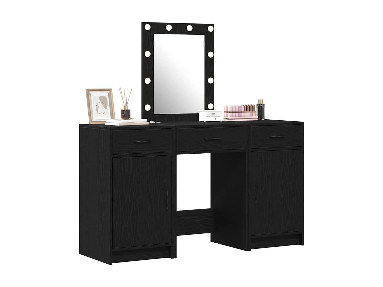 Table de Toilette 3 pcs Noir 50 x 41 x 135 cm Bois d'ingénierie