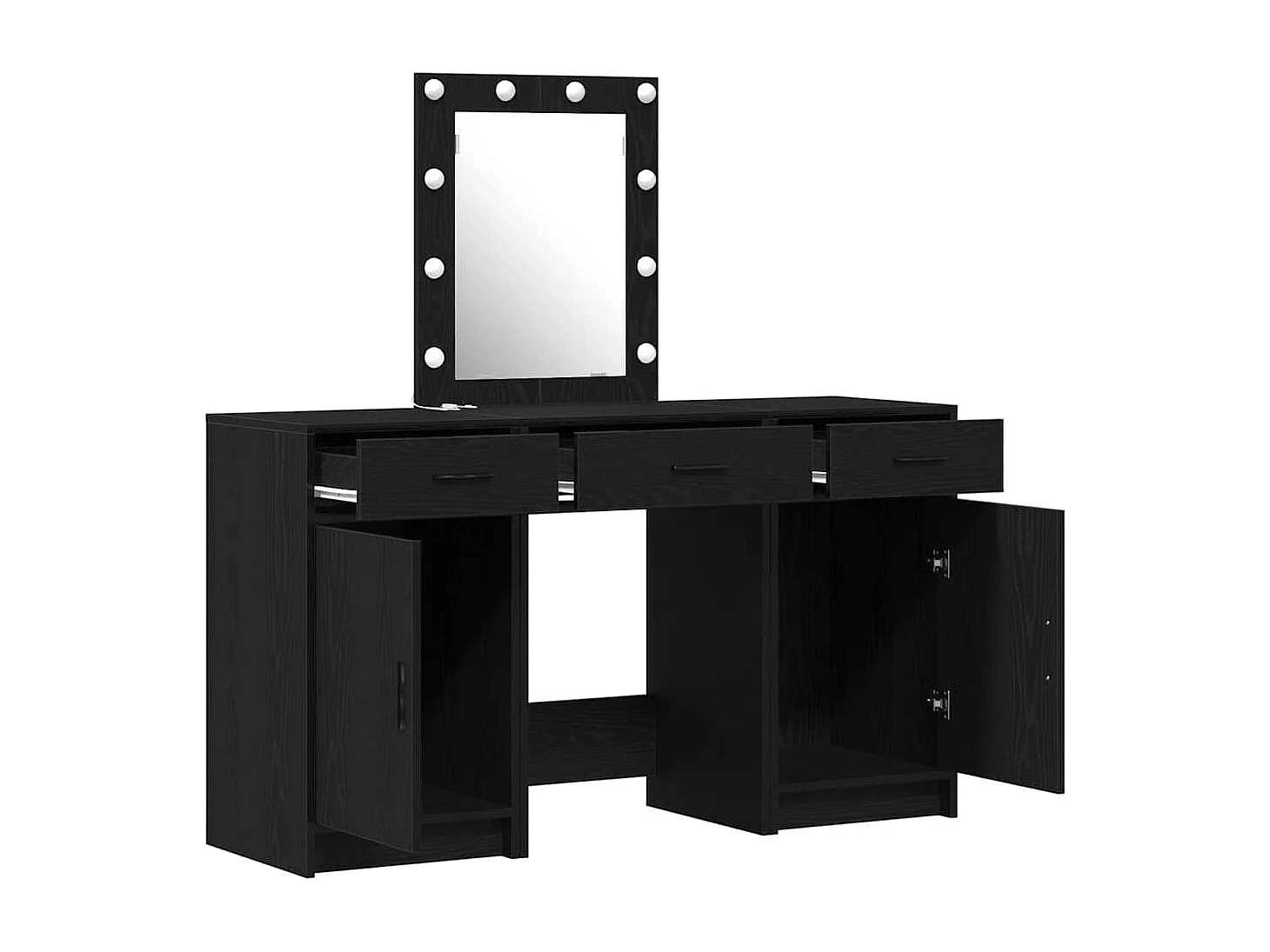 Table de Toilette 3 pcs Noir 50 x 41 x 135 cm Bois d'ingénierie