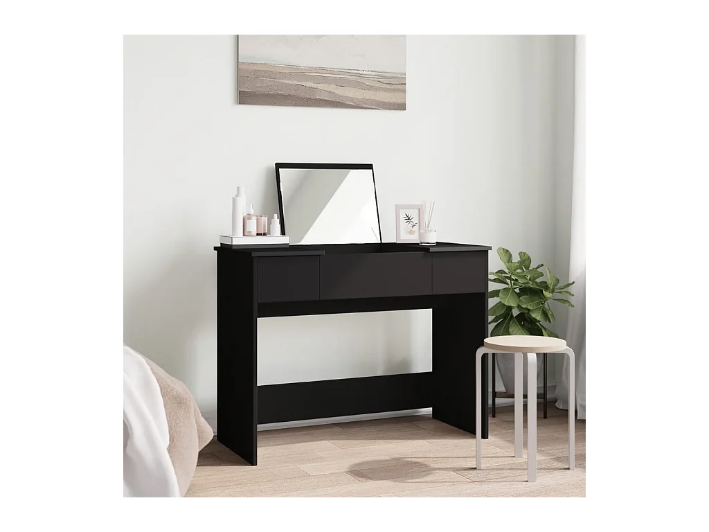 Kaptafel met zwarte spiegel 100x45x76 cm