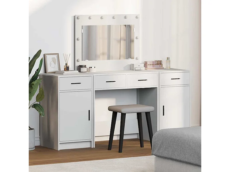 Table de Toilette 3 pcs Blanc 40 x 41 x 75 cm Bois d'ingénierie