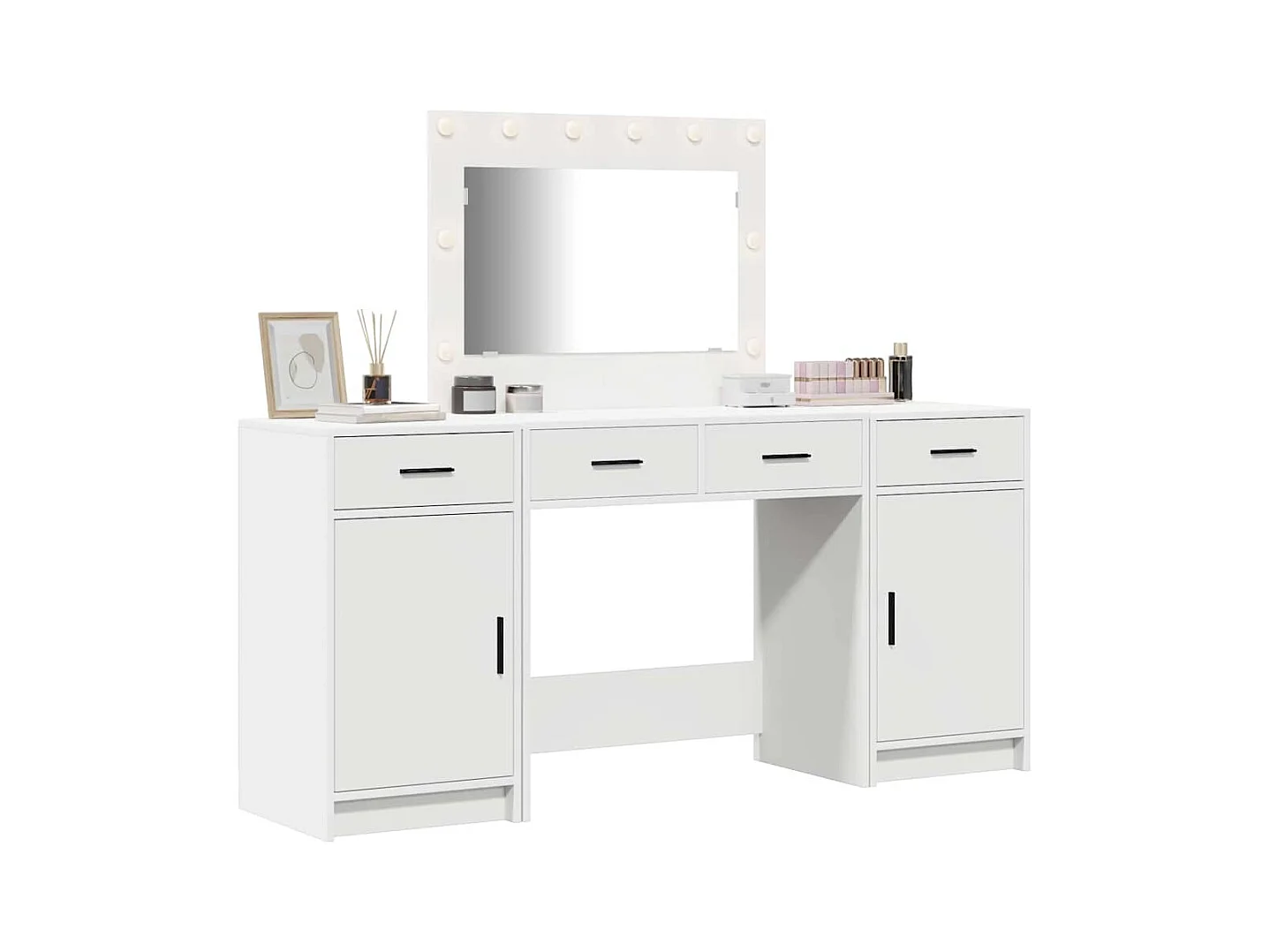 Table de Toilette 3 pcs Blanc 40 x 41 x 75 cm Bois d'ingénierie