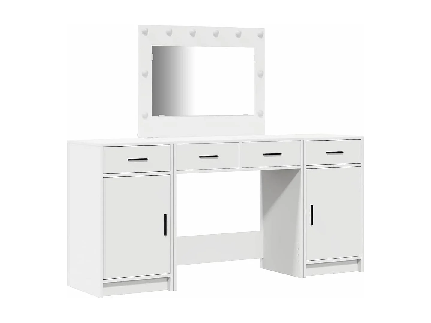 3-delige kaptafelset, wit, 40 x 41 x 75 cm, bewerkt hout