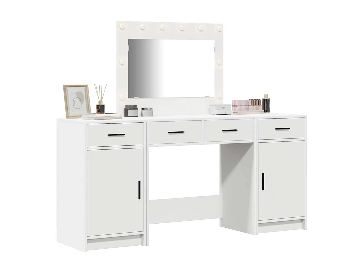 3-delige kaptafelset, wit, 40 x 41 x 75 cm, bewerkt hout