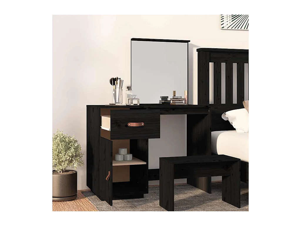 Zwarte kaptafel 95x50x134 cm massief grenenhout