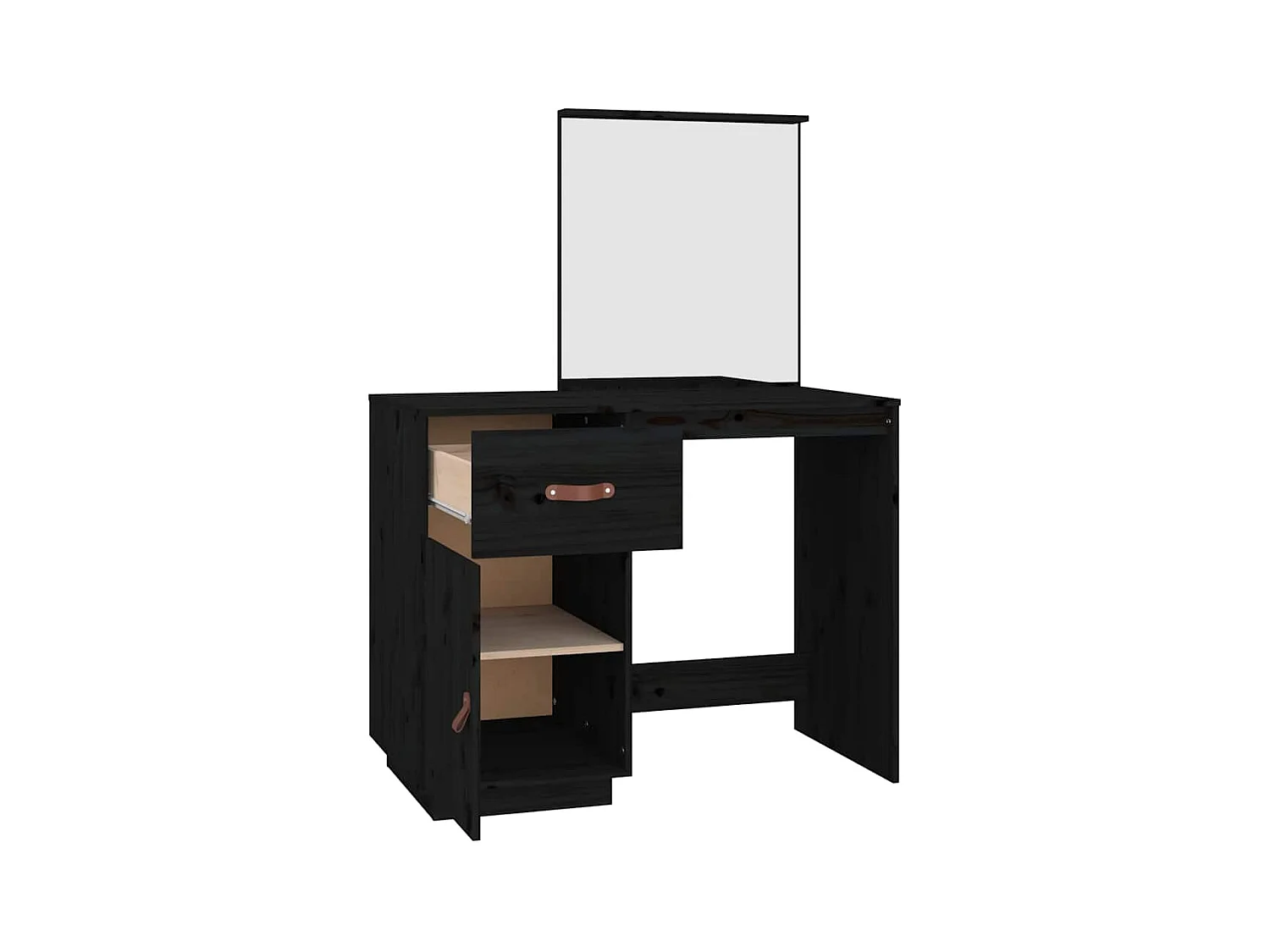 Zwarte kaptafel 95x50x134 cm massief grenenhout