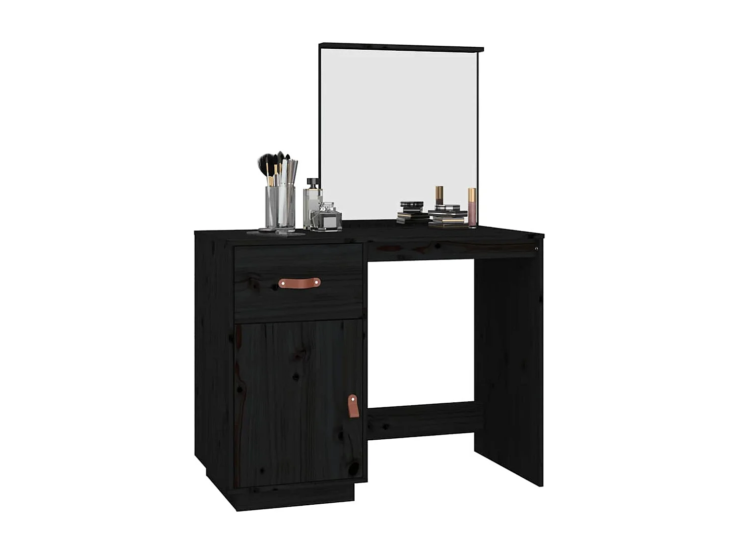 Toletta nera 95x50x134 cm in legno massello di pino