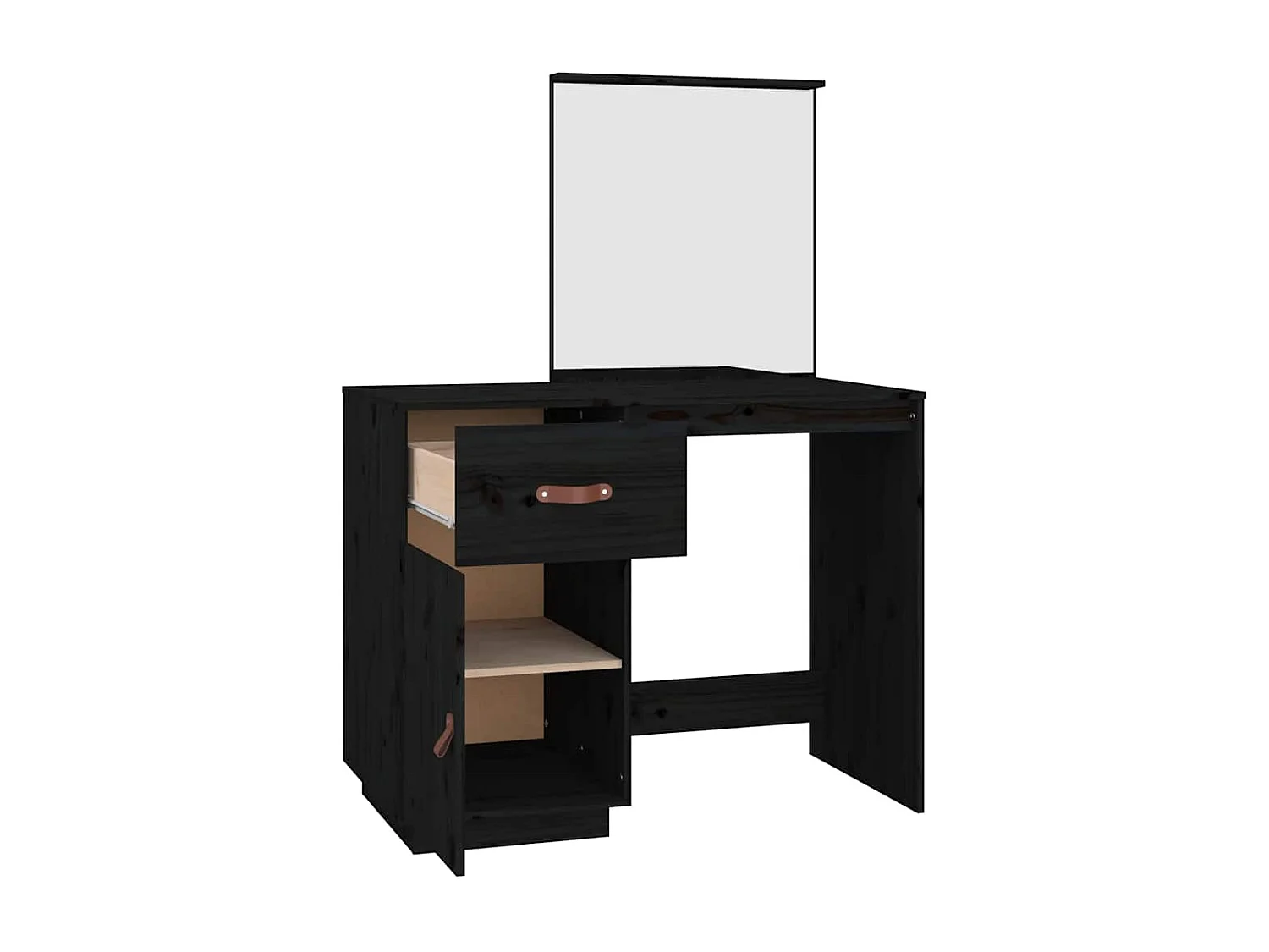 Toletta nera 95x50x134 cm in legno massello di pino