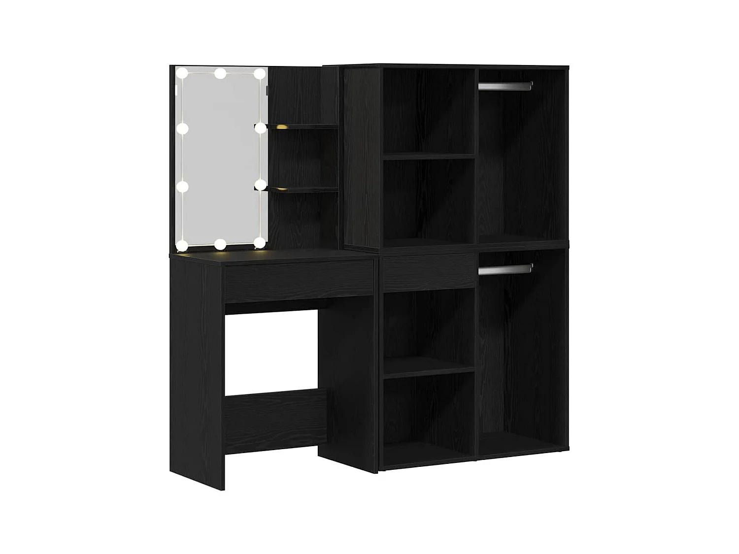 Table de maquillage LED Chêne noir 140 x 40 x 140 cm