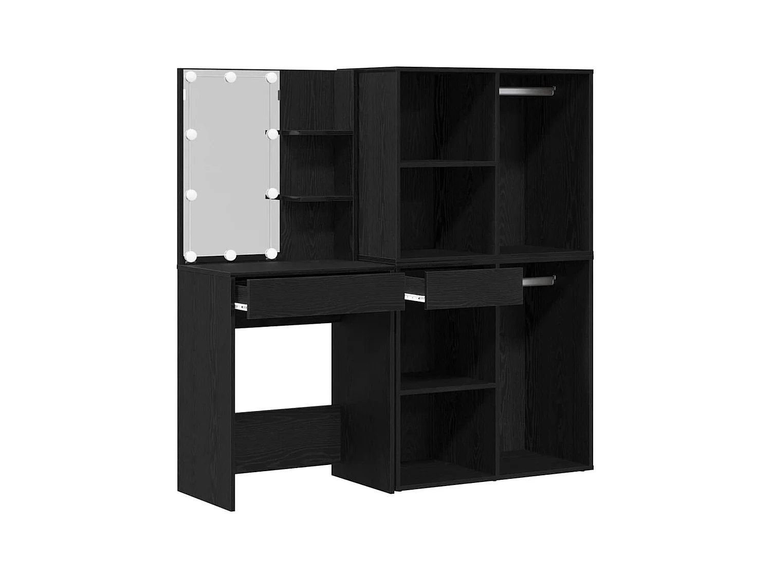 Table de maquillage LED Chêne noir 140 x 40 x 140 cm