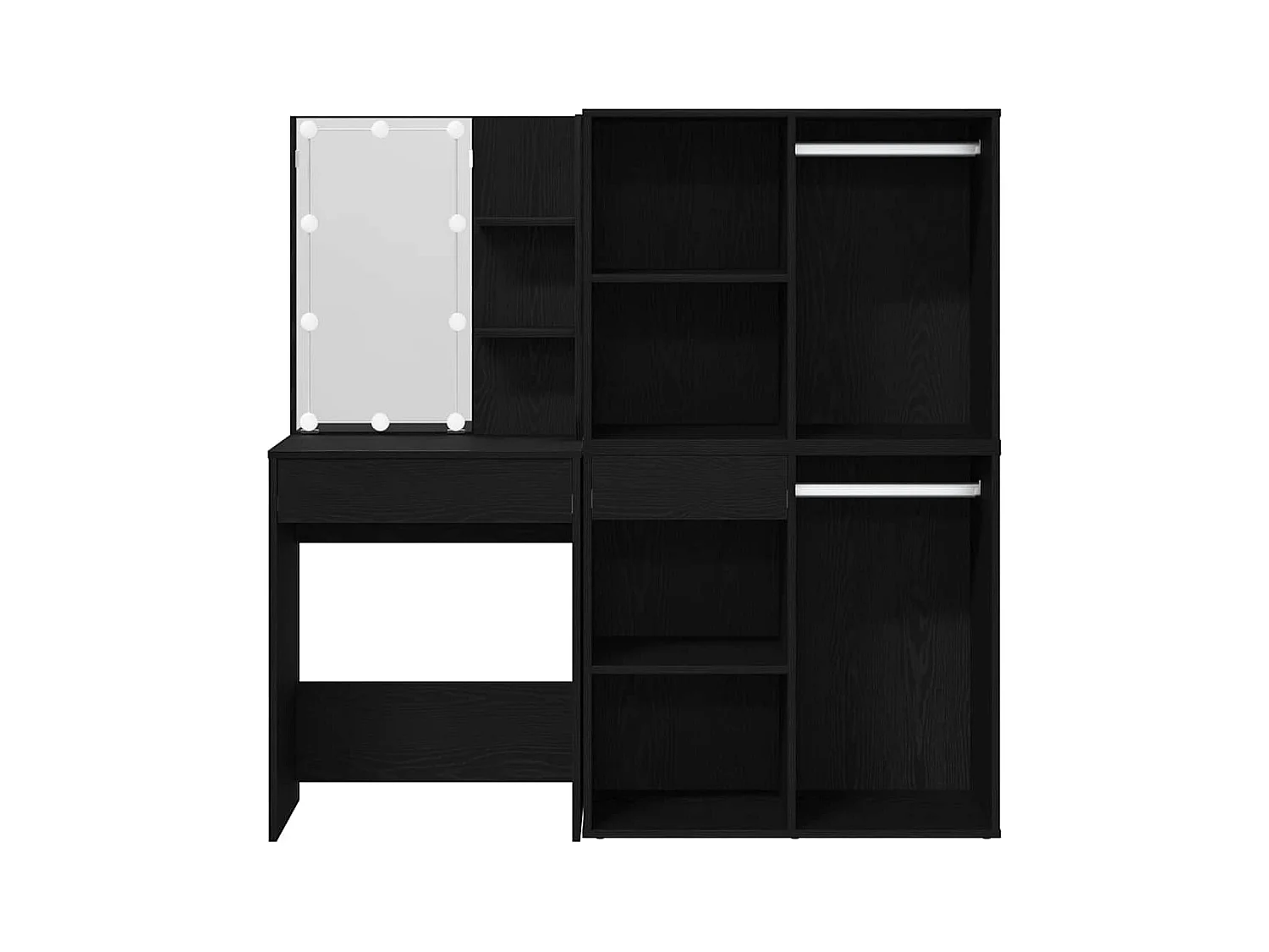 Table de maquillage LED Chêne noir 140 x 40 x 140 cm